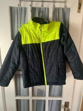 Kids Lightweight Puffer Jacket - Neon Yellow & Black